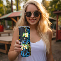 Personalised Tuvalu Beautiful Plumeria Flower Skinny Tumbler LT9 - Polynesian Pride