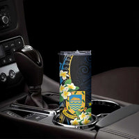 Personalised Tuvalu Beautiful Plumeria Flower Skinny Tumbler LT9 - Polynesian Pride