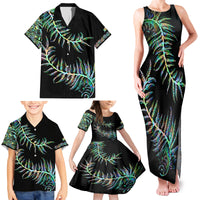 New Zealand Family Matching Tank Maxi Dress and Hawaiian Shirt Aotearoa Silver Fern Mixed Papua Shell Green Vibe LT9 - Polynesian Pride