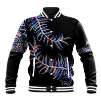 New Zealand Baseball Jacket Aotearoa Silver Fern Mixed Papua Shell Purple Vibe LT9 Unisex Purple - Polynesian Pride