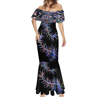 New Zealand Mermaid Dress Aotearoa Silver Fern Mixed Papua Shell Purple Vibe LT9 - Polynesian Pride