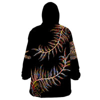New Zealand Wearable Blanket Hoodie Aotearoa Silver Fern Mixed Papua Shell Red Vibe LT9 - Polynesian Pride