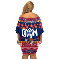 Personalised Guam Christmas Family Matching Off Shoulder Short Dress and Hawaiian Shirt Felis Pusgua Santa Beach Polynesian Pattern LT9 - Polynesian Pride