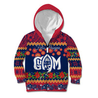 Personalised Guam Christmas Kid Hoodie Felis Pusgua Santa Beach Polynesian Pattern LT9 Zip Hoodie Blue - Polynesian Pride