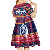 Personalised Guam Christmas Kid Short Sleeve Dress Felis Pusgua Santa Beach Polynesian Pattern LT9 - Polynesian Pride