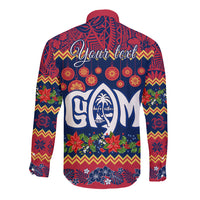 Personalised Guam Christmas Long Sleeve Button Shirt Felis Pusgua Santa Beach Polynesian Pattern LT9 - Polynesian Pride