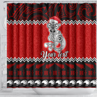 Personalised New Zealand Christmas Shower Curtain Maori Tiki Meri Kirihimete LT9 - Polynesian Pride