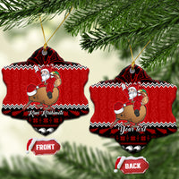 Personalised New Zealand Christmas Ceramic Ornament Kiwi Santa Claus Maori Meri Kirihimete LT9 Snow Flake Red - Polynesian Pride