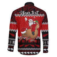Personalised New Zealand Christmas Family Matching Long Sleeve Bodycon Dress and Hawaiian Shirt Kiwi Santa Claus Maori Meri Kirihimete LT9 - Polynesian Pride