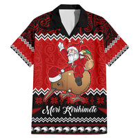 Personalised New Zealand Christmas Family Matching Mermaid Dress and Hawaiian Shirt Kiwi Santa Claus Maori Meri Kirihimete LT9 Dad's Shirt - Short Sleeve Red - Polynesian Pride