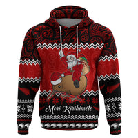 Personalised New Zealand Christmas Hoodie Kiwi Santa Claus Maori Meri Kirihimete LT9 Red - Polynesian Pride
