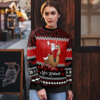 Personalised New Zealand Christmas Ugly Christmas Sweater Kiwi Santa Claus Maori Meri Kirihimete LT9 - Polynesian Pride