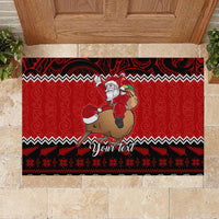 Personalised New Zealand Christmas Rubber Doormat Kiwi Santa Claus Maori Meri Kirihimete LT9 - Polynesian Pride