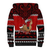 Personalised New Zealand Christmas Sherpa Hoodie Kiwi Santa Claus Maori Meri Kirihimete LT9 - Polynesian Pride