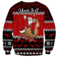 Personalised New Zealand Christmas Sweatshirt Kiwi Santa Claus Maori Meri Kirihimete LT9 - Polynesian Pride