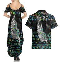 Personalised New Zealand Christmas Couples Matching Summer Maxi Dress and Hawaiian Shirt Maori Fern Manaia Meri Kirihimete with Papaua Shell LT9 - Polynesian Pride