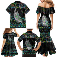 Personalised New Zealand Christmas Family Matching Mermaid Dress and Hawaiian Shirt Maori Fern Manaia Meri Kirihimete with Papaua Shell LT9 - Polynesian Pride
