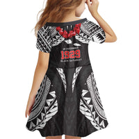 Samoa Black Saturday Kid Short Sleeve Dress Samoa mo Samoa with Black Ula Fala LT9 - Polynesian Pride