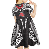 Samoa Black Saturday Kid Short Sleeve Dress Samoa mo Samoa with Black Ula Fala LT9 - Polynesian Pride