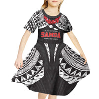 Samoa Black Saturday Kid Short Sleeve Dress Samoa mo Samoa with Black Ula Fala LT9 - Polynesian Pride
