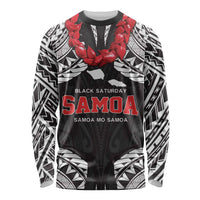 Samoa Black Saturday Long Sleeve Shirt Samoa mo Samoa with Black Ula Fala LT9 Unisex Black - Polynesian Pride