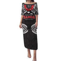 Samoa Black Saturday Puletasi Samoa mo Samoa with Black Ula Fala LT9 Long Dress Black - Polynesian Pride