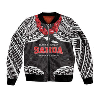 Samoa Black Saturday Sleeve Zip Bomber Jacket Samoa mo Samoa with Black Ula Fala LT9 Unisex Black - Polynesian Pride