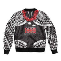 Samoa Black Saturday Sleeve Zip Bomber Jacket Samoa mo Samoa with Black Ula Fala LT9 - Polynesian Pride
