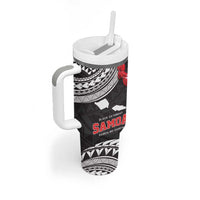 Samoa Black Saturday Tumbler With Handle Samoa mo Samoa with Black Ula Fala LT9 - Polynesian Pride