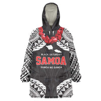 Samoa Black Saturday Wearable Blanket Hoodie Samoa mo Samoa with Black Ula Fala LT9 One Size Black - Polynesian Pride
