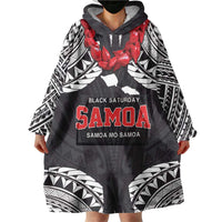 Samoa Black Saturday Wearable Blanket Hoodie Samoa mo Samoa with Black Ula Fala LT9 - Polynesian Pride