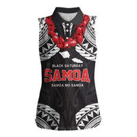 Samoa Black Saturday Women Sleeveless Polo Shirt Samoa mo Samoa with Black Ula Fala