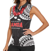 Samoa Black Saturday Women Sleeveless Polo Shirt Samoa mo Samoa with Black Ula Fala
