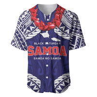 Samoa Black Saturday Baseball Jersey Samoa mo Samoa with Blue Ula Fala LT9 Blue - Polynesian Pride