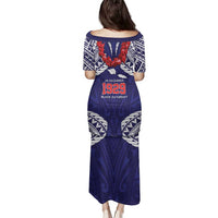 Samoa Black Saturday Family Matching Puletasi and Hawaiian Shirt Samoa mo Samoa with Blue Ula Fala