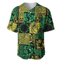 Cook Islands Mere Kiritimiti Baseball Jersey Pacific Patchwork Xmas Vibes - Polynesian Pride