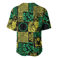 Cook Islands Mere Kiritimiti Baseball Jersey Pacific Patchwork Xmas Vibes - Polynesian Pride
