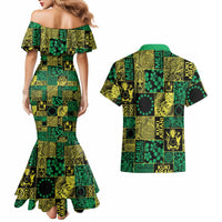 Cook Islands Mere Kiritimiti Couples Matching Mermaid Dress and Hawaiian Shirt Pacific Patchwork Xmas Vibes LT9 - Polynesian Pride