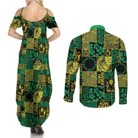 Cook Islands Mere Kiritimiti Couples Matching Summer Maxi Dress and Long Sleeve Button Shirt Pacific Patchwork Xmas Vibes LT9 - Polynesian Pride