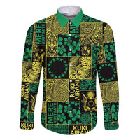 Cook Islands Mere Kiritimiti Family Matching Long Sleeve Bodycon Dress and Hawaiian Shirt Pacific Patchwork Xmas Vibes - Polynesian Pride