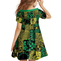 Cook Islands Mere Kiritimiti Family Matching Off The Shoulder Long Sleeve Dress and Hawaiian Shirt Pacific Patchwork Xmas Vibes LT9 - Polynesian Pride