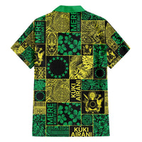 Cook Islands Mere Kiritimiti Family Matching Off The Shoulder Long Sleeve Dress and Hawaiian Shirt Pacific Patchwork Xmas Vibes - Polynesian Pride