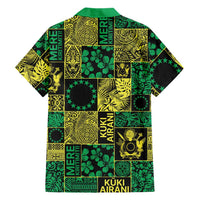Cook Islands Mere Kiritimiti Family Matching Off Shoulder Short Dress and Hawaiian Shirt Pacific Patchwork Xmas Vibes LT9 - Polynesian Pride