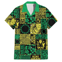 Cook Islands Mere Kiritimiti Family Matching Short Sleeve Bodycon Dress and Hawaiian Shirt Pacific Patchwork Xmas Vibes LT9 Dad's Shirt - Short Sleeve Green - Polynesian Pride