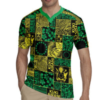 Cook Islands Mere Kiritimiti Rugby Jersey Pacific Patchwork Xmas Vibes - Polynesian Pride
