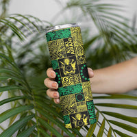 Cook Islands Mere Kiritimiti Skinny Tumbler Pacific Patchwork Xmas Vibes - Polynesian Pride