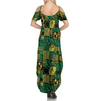 Cook Islands Mere Kiritimiti Summer Maxi Dress Pacific Patchwork Xmas Vibes - Polynesian Pride