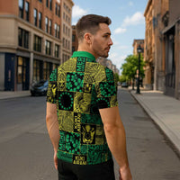 Cook Islands Mere Kiritimiti Zipper Polo Shirt Pacific Patchwork Xmas Vibes - Polynesian Pride