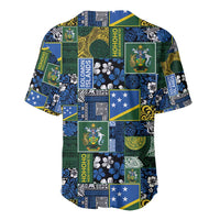 Solomon Islands Meri Kirihimete Baseball Jersey Pacific Patchwork Xmas Vibes - Polynesian Pride