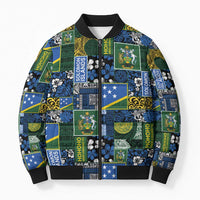 Solomon Islands Meri Kirihimete Bomber Puffer Jacket Pacific Patchwork Xmas Vibes - Polynesian Pride